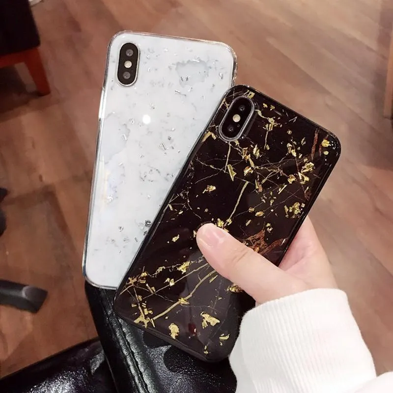 Luxury Gold Foil Bling Marble Case