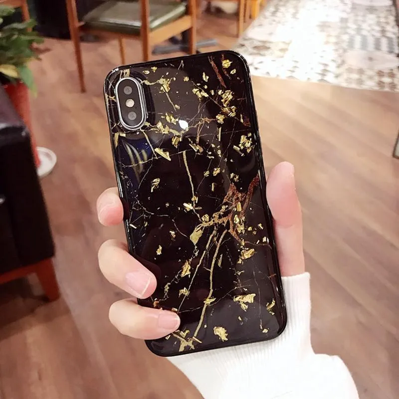 Luxury Gold Foil Bling Marble Case