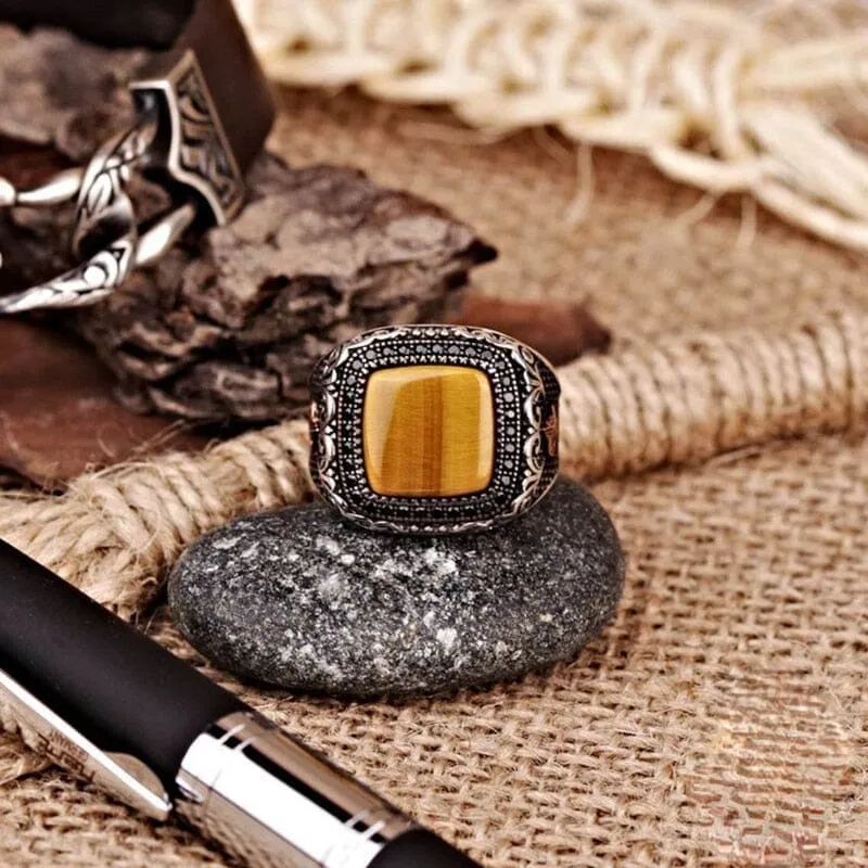 Luxury International Jewelry Fashion Tiger Eye Stone Ring