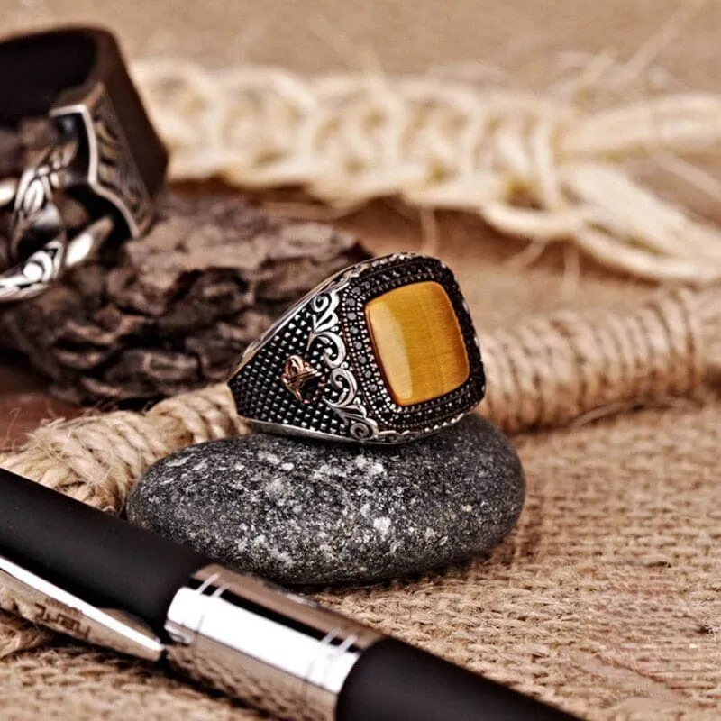 Luxury International Jewelry Fashion Tiger Eye Stone Ring