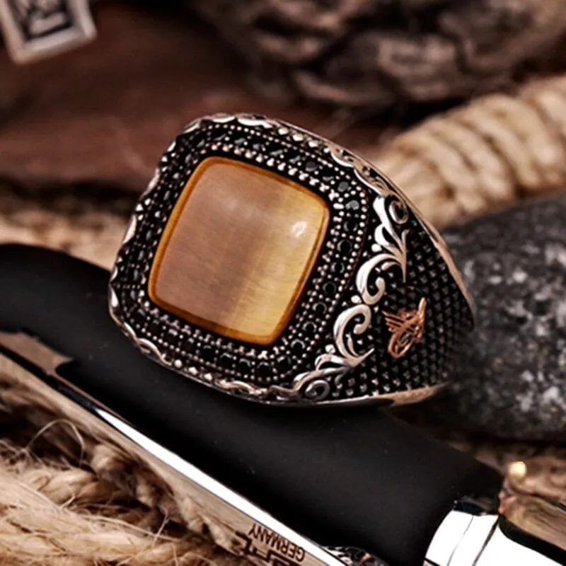 Luxury International Jewelry Fashion Tiger Eye Stone Ring