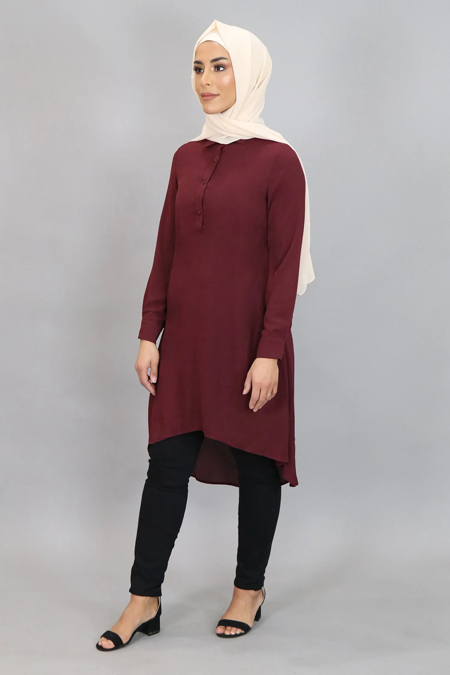 Mahogany Plain High Low Tunic