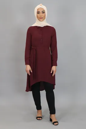 Mahogany Plain High Low Tunic