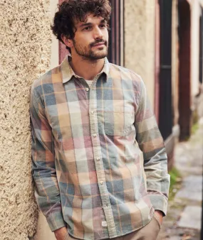 Marine Layer LS Lightweight Plaid Cord Shirt-brown plaid