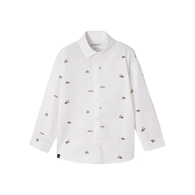 Mayoral Mini L/S Patterned Dress Shirt _White 4186-48