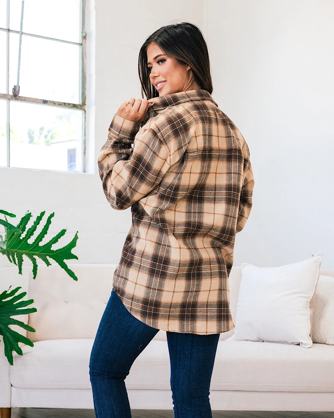 Melinda Plaid Flannel Top - Caramel