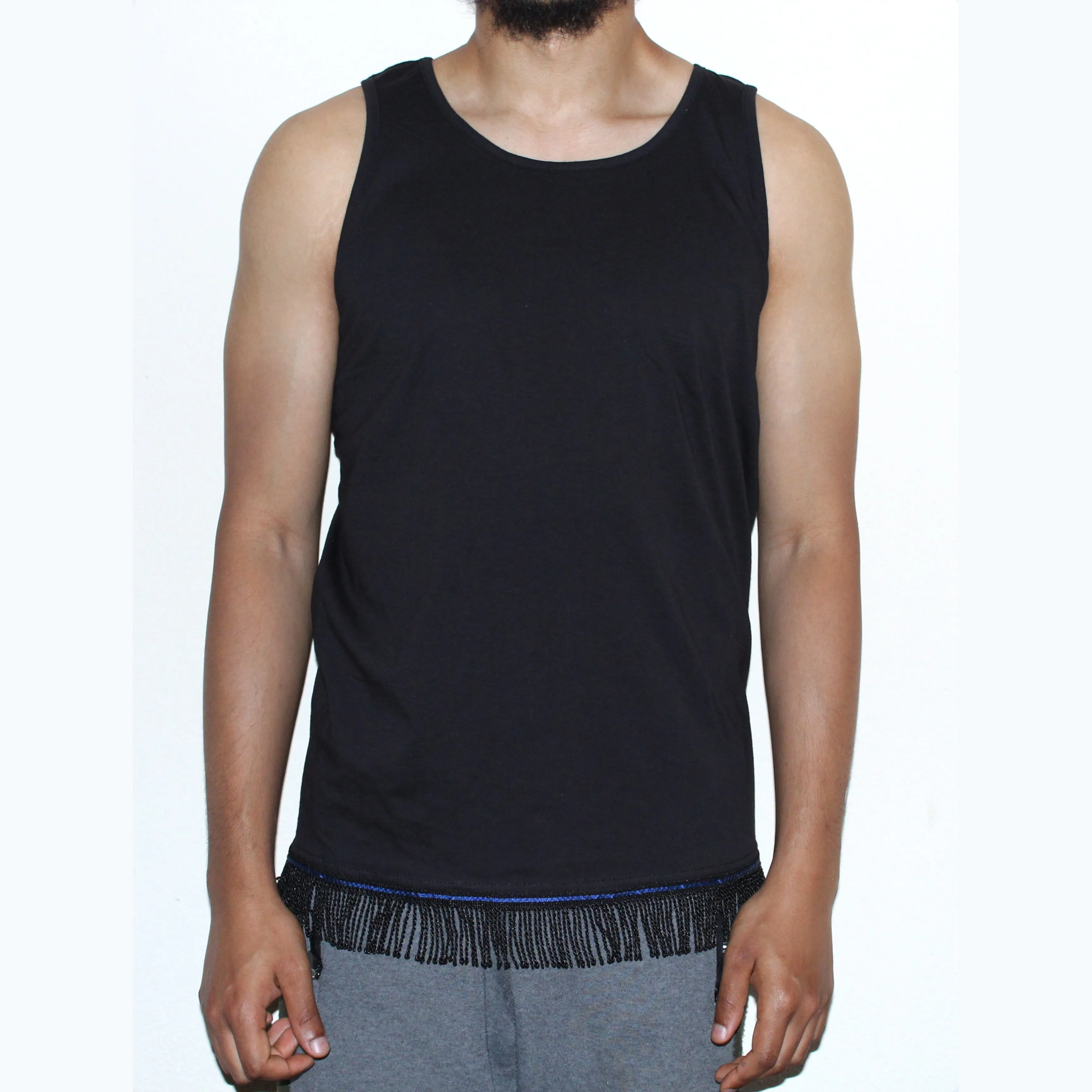 Men's Plain Fringed Tank Top/Vest