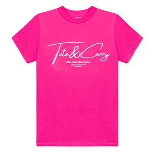 Neon Pink Tote&Carry "Where Travel Meets Luxury" Tee