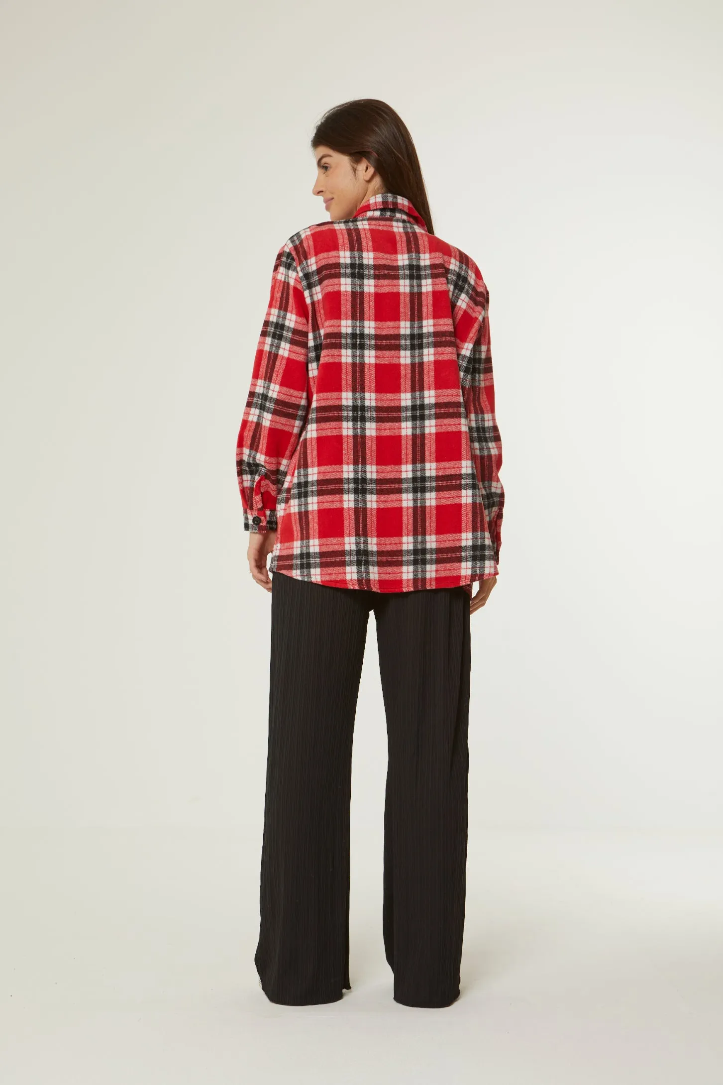 OVERSIZED FRONT POCKET SHIRT - RED