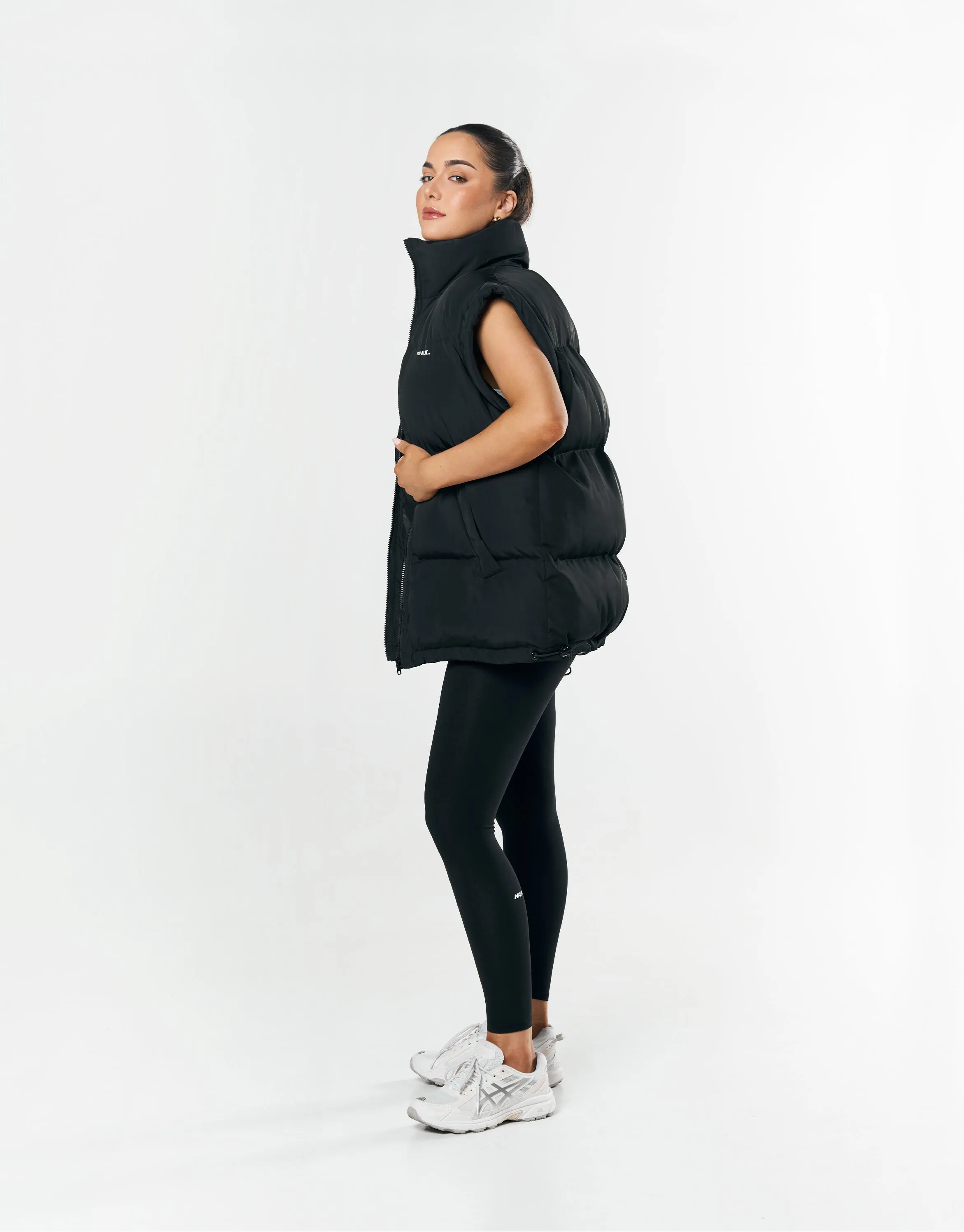 Oversized Sleeveless Puffer - Black