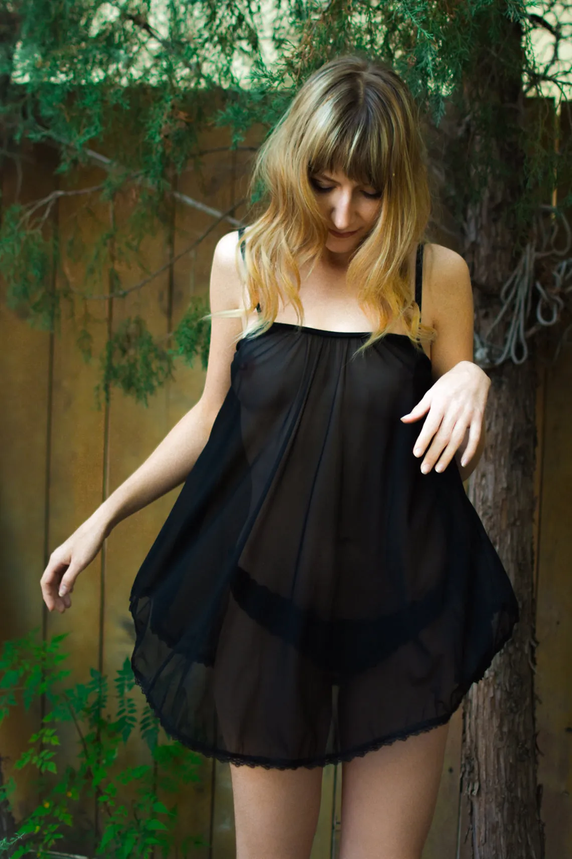 Pastiche Babydoll in Sheer Recycled Mesh