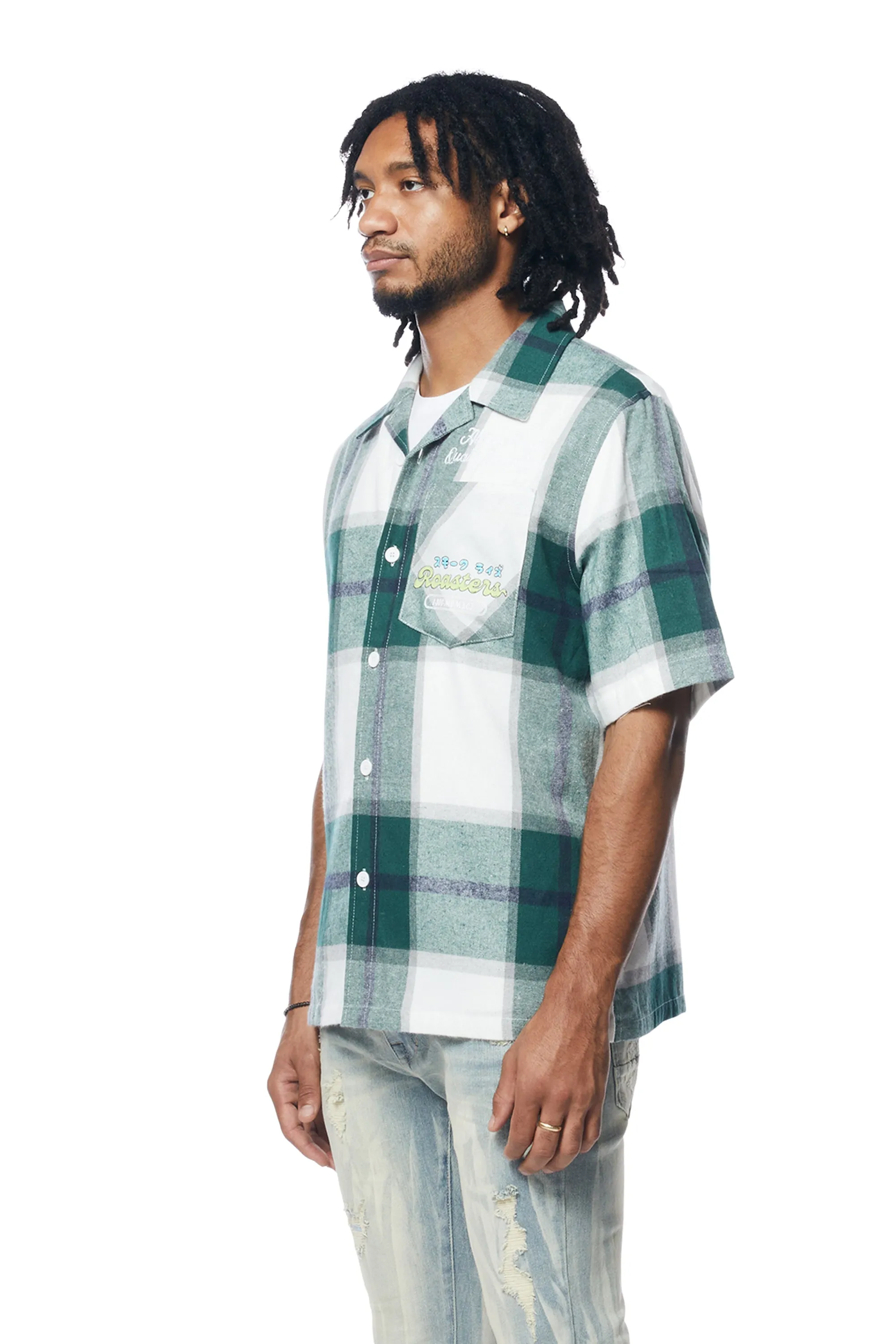 Patchwork Plaid Shirt - Green