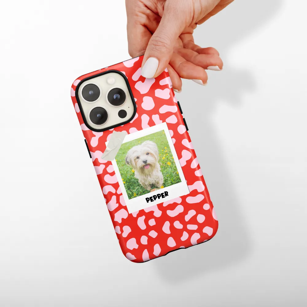 Patterned Personalised Polaroid Dog Phone Case - Upload Your Photo