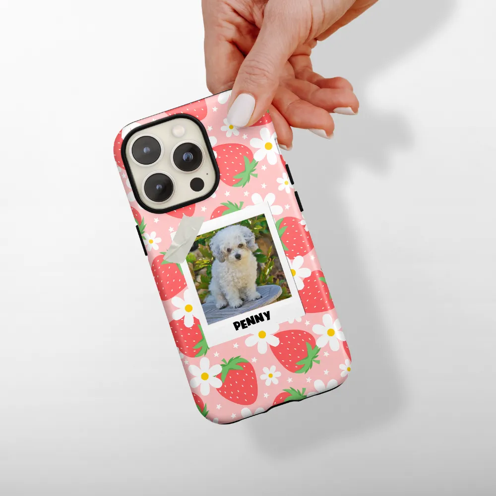 Patterned Personalised Polaroid Dog Phone Case - Upload Your Photo