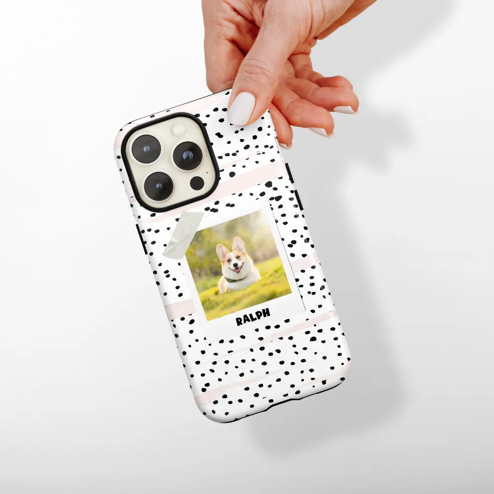 Patterned Personalised Polaroid Dog Phone Case - Upload Your Photo