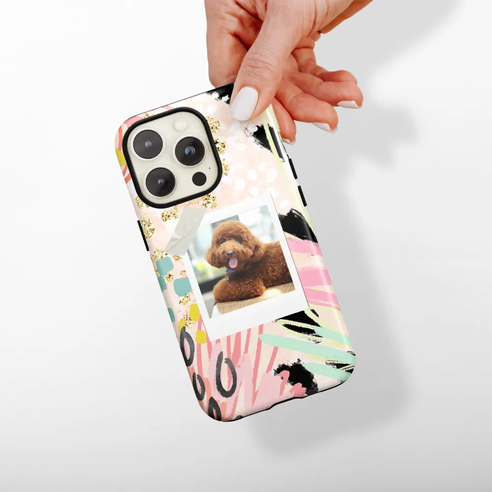 Patterned Personalised Polaroid Dog Phone Case - Upload Your Photo