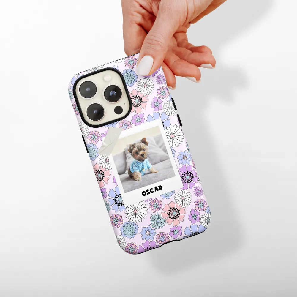 Patterned Personalised Polaroid Dog Phone Case - Upload Your Photo