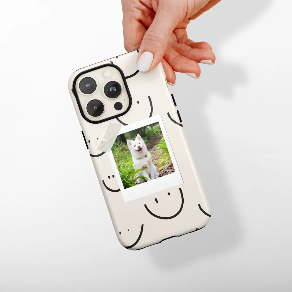 Patterned Personalised Polaroid Dog Phone Case - Upload Your Photo