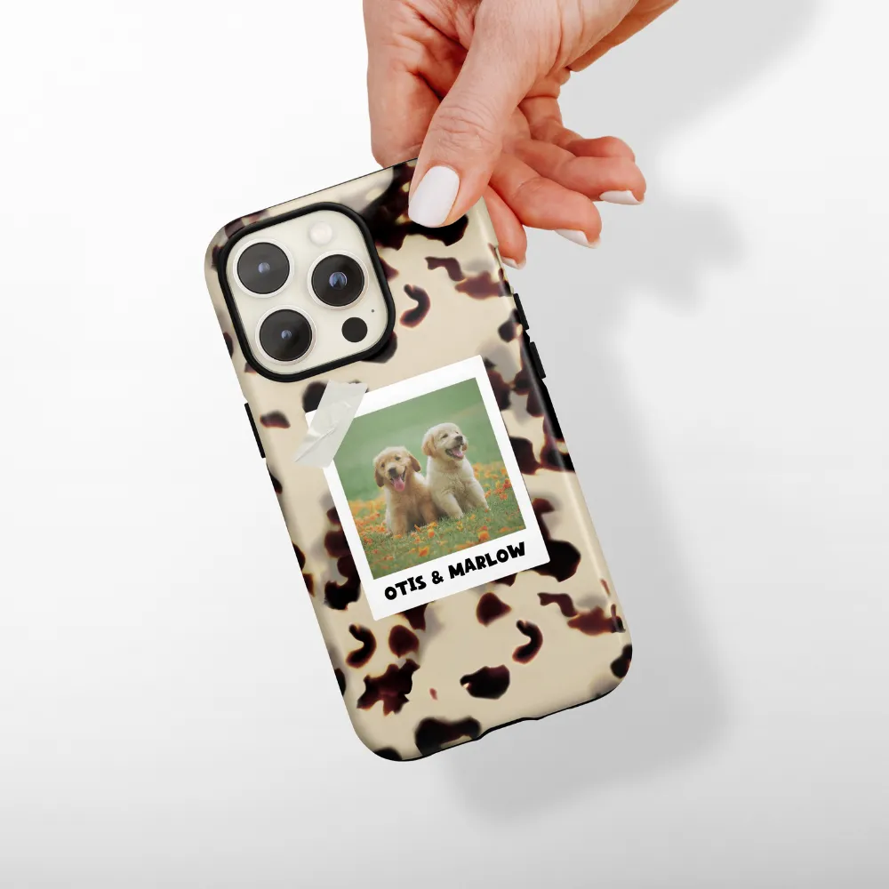 Patterned Personalised Polaroid Dog Phone Case - Upload Your Photo