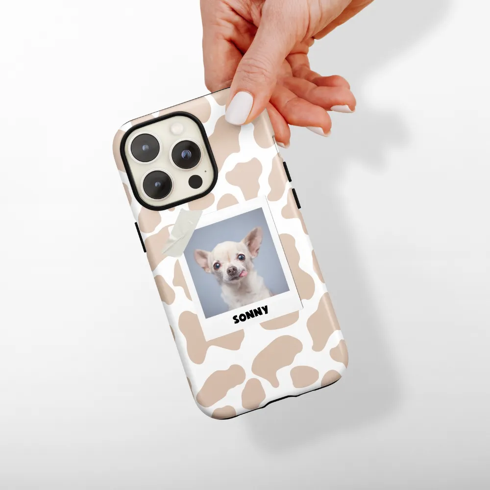 Patterned Personalised Polaroid Dog Phone Case - Upload Your Photo