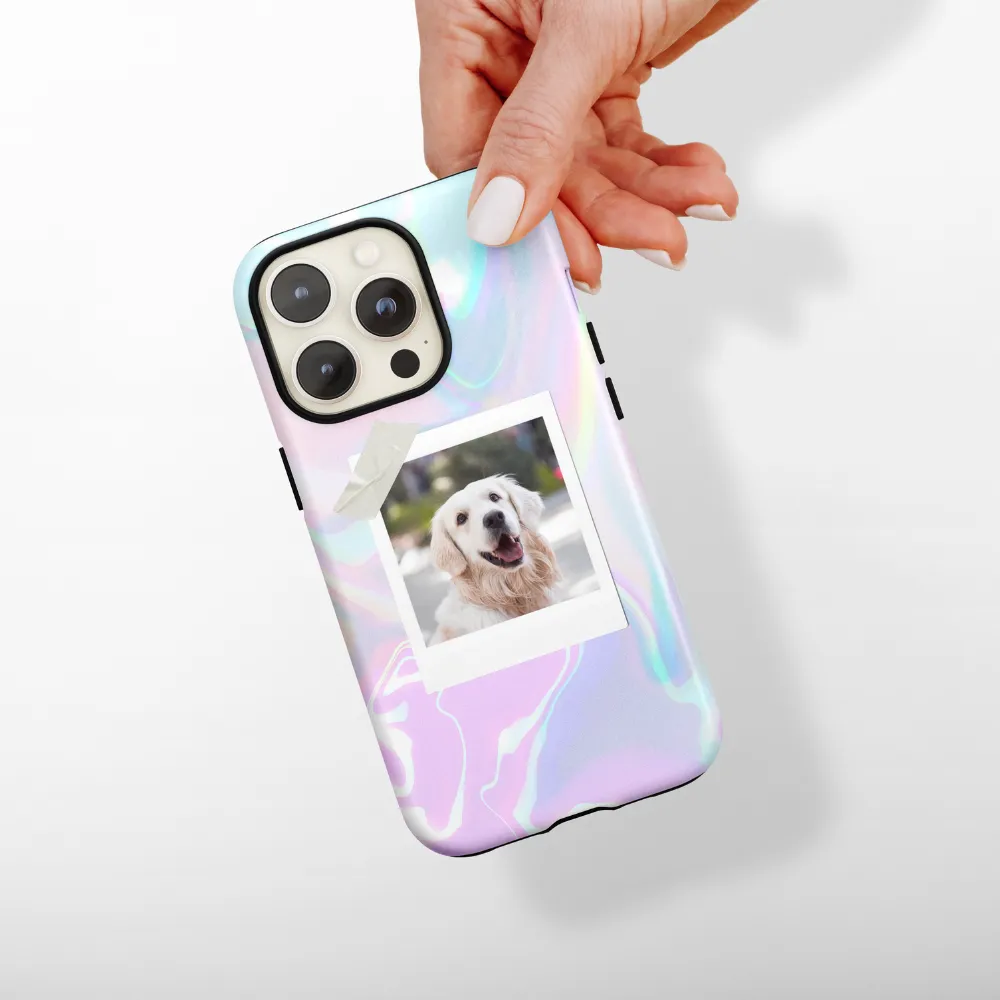 Patterned Personalised Polaroid Dog Phone Case - Upload Your Photo