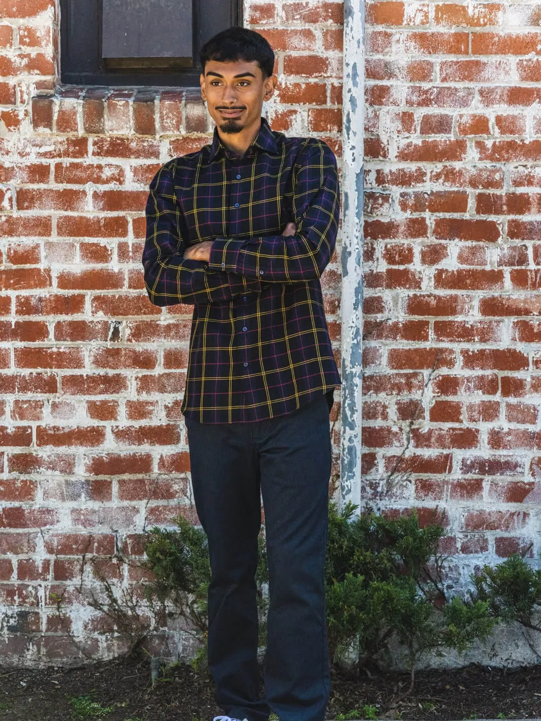 Plaid Flannel Shirt - Black & Gold