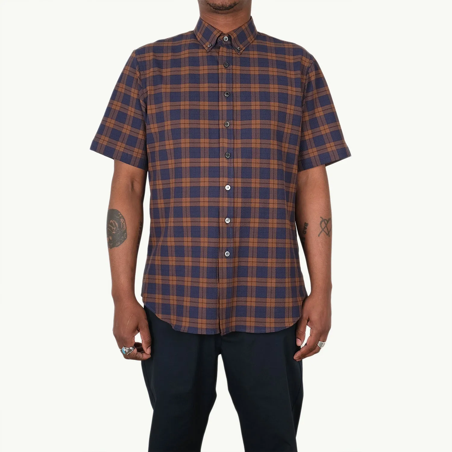 Plaid Micro Seersucker S/S Shirt