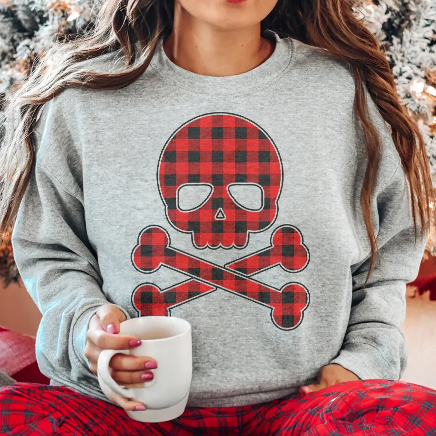 Plaid Skull & Crossbones Sweatshirt