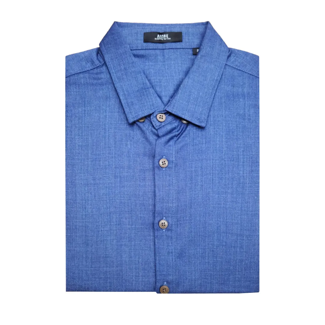 Plain Blue 3/4-sleeve shirt 1098