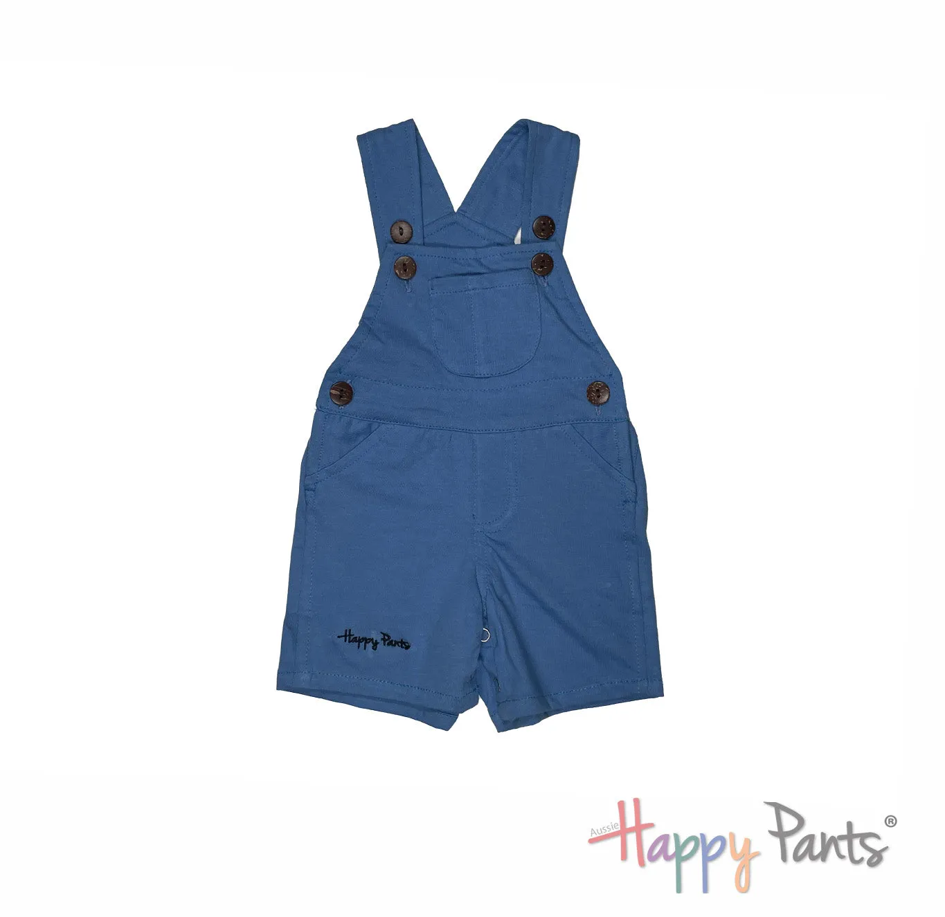 Plain Blue Short Overall for Girls