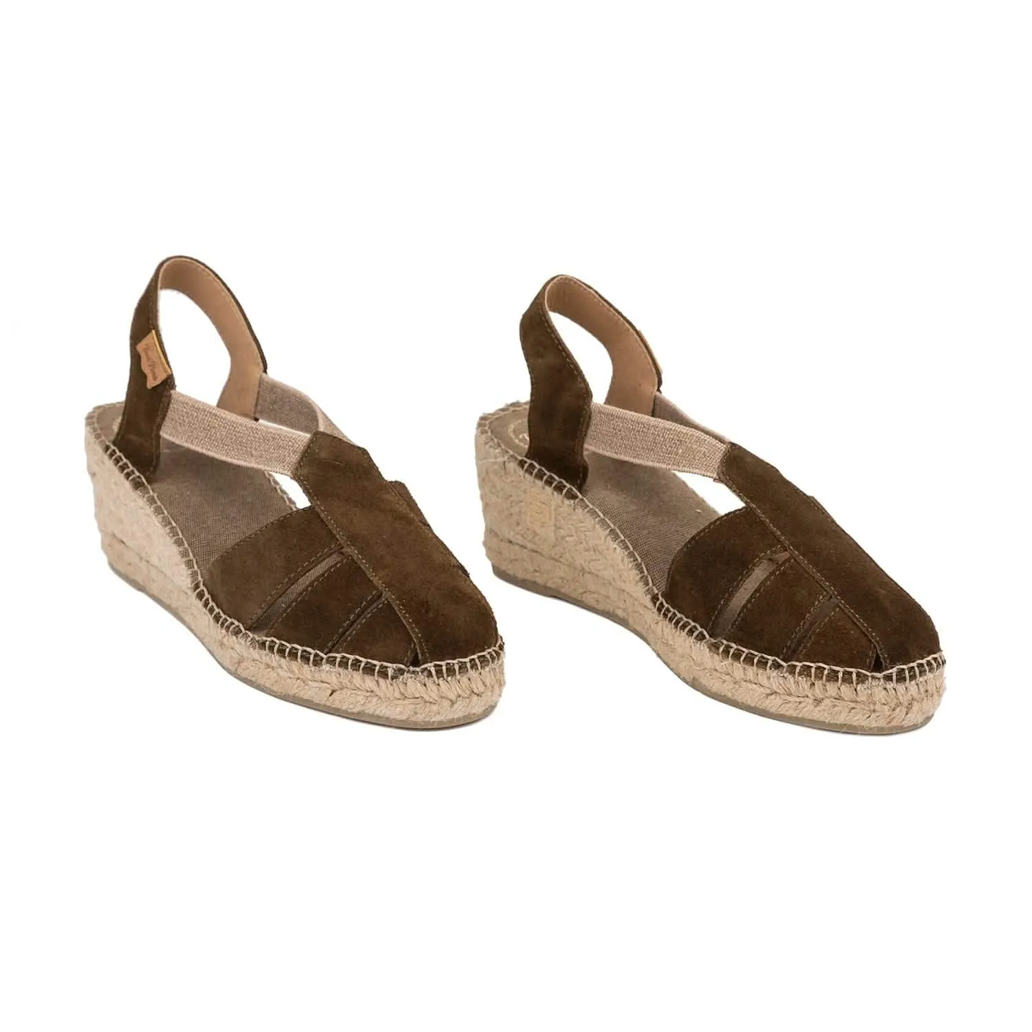 Plain Suede Leather Wedge Espadrille for Women - Trapa