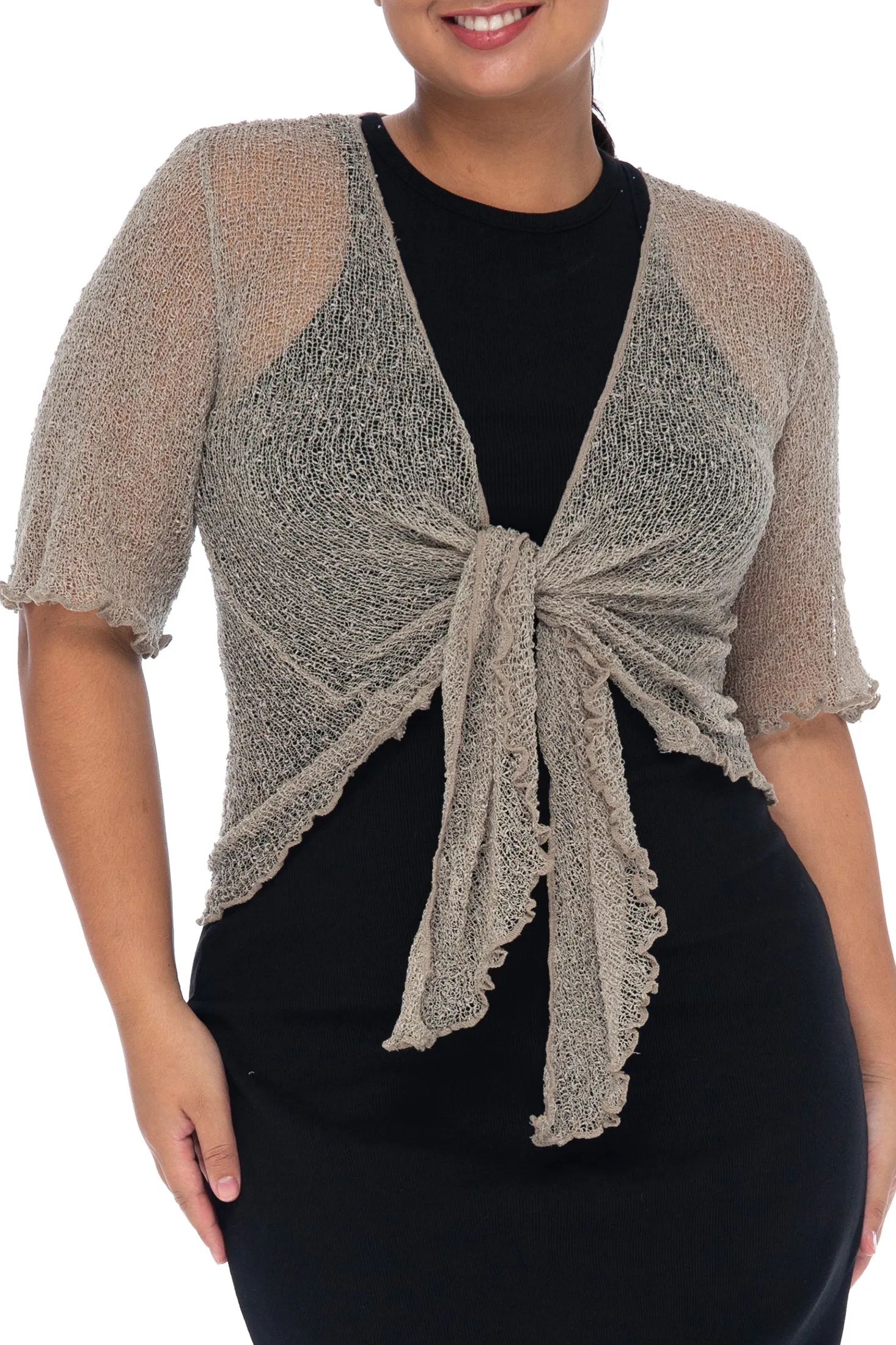 Plus Size Sheer Short Sleeve Cardigan