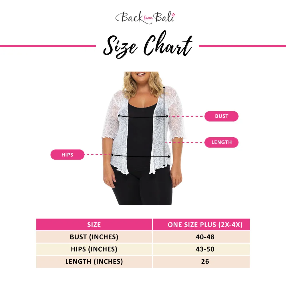 Plus Size Sheer Short Sleeve Cardigan