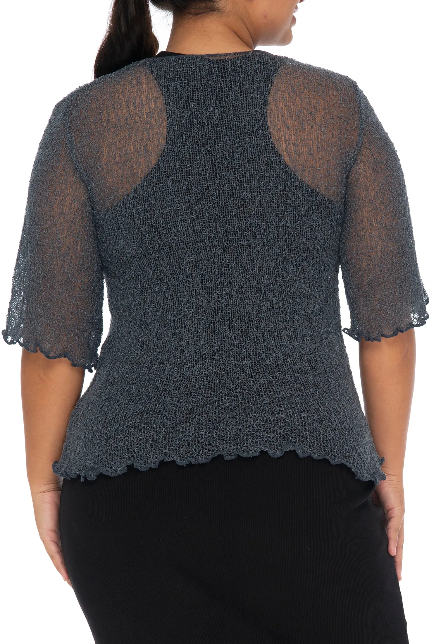 Plus Size Sheer Short Sleeve Cardigan