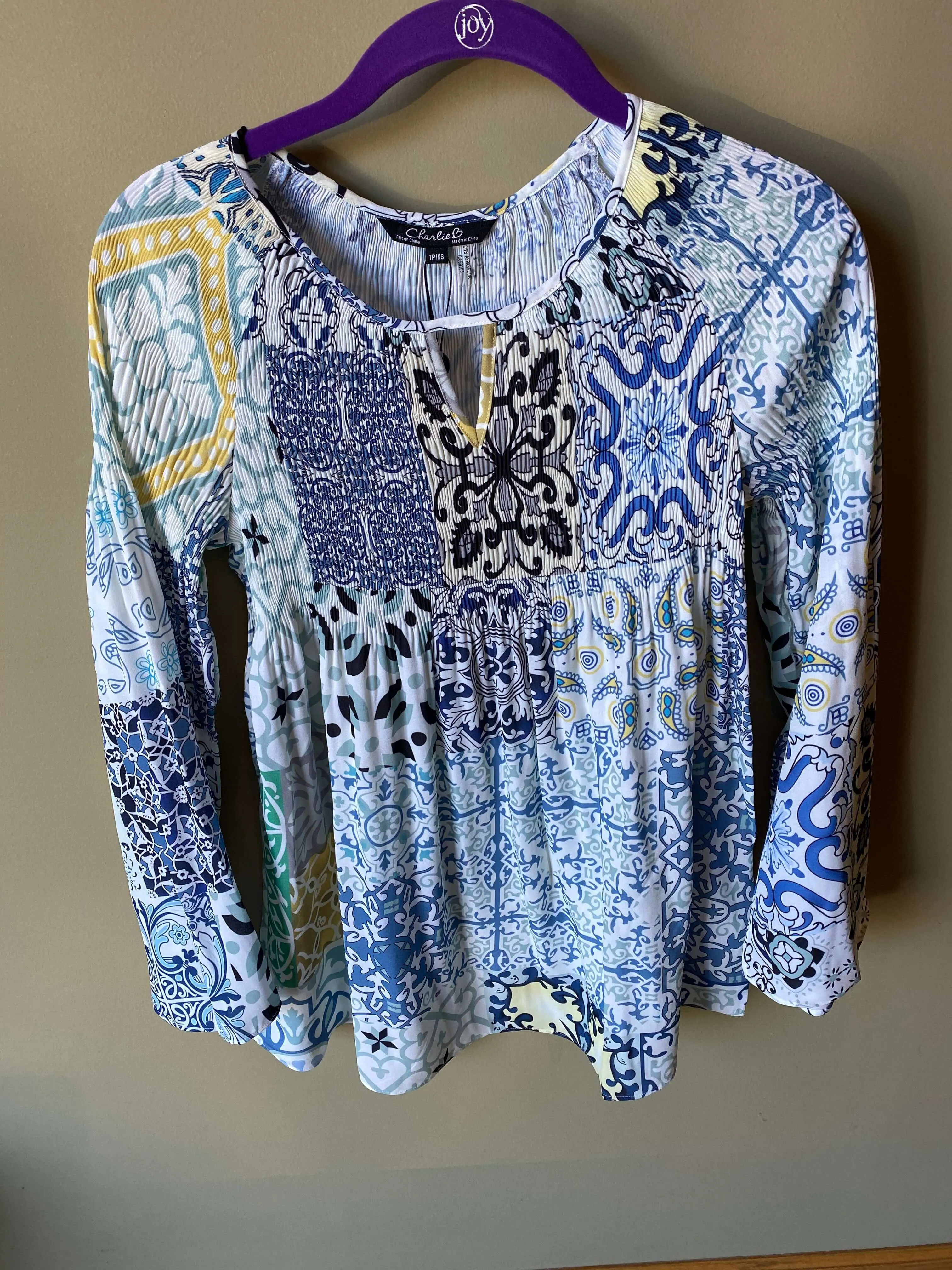 Printed Plisse Top