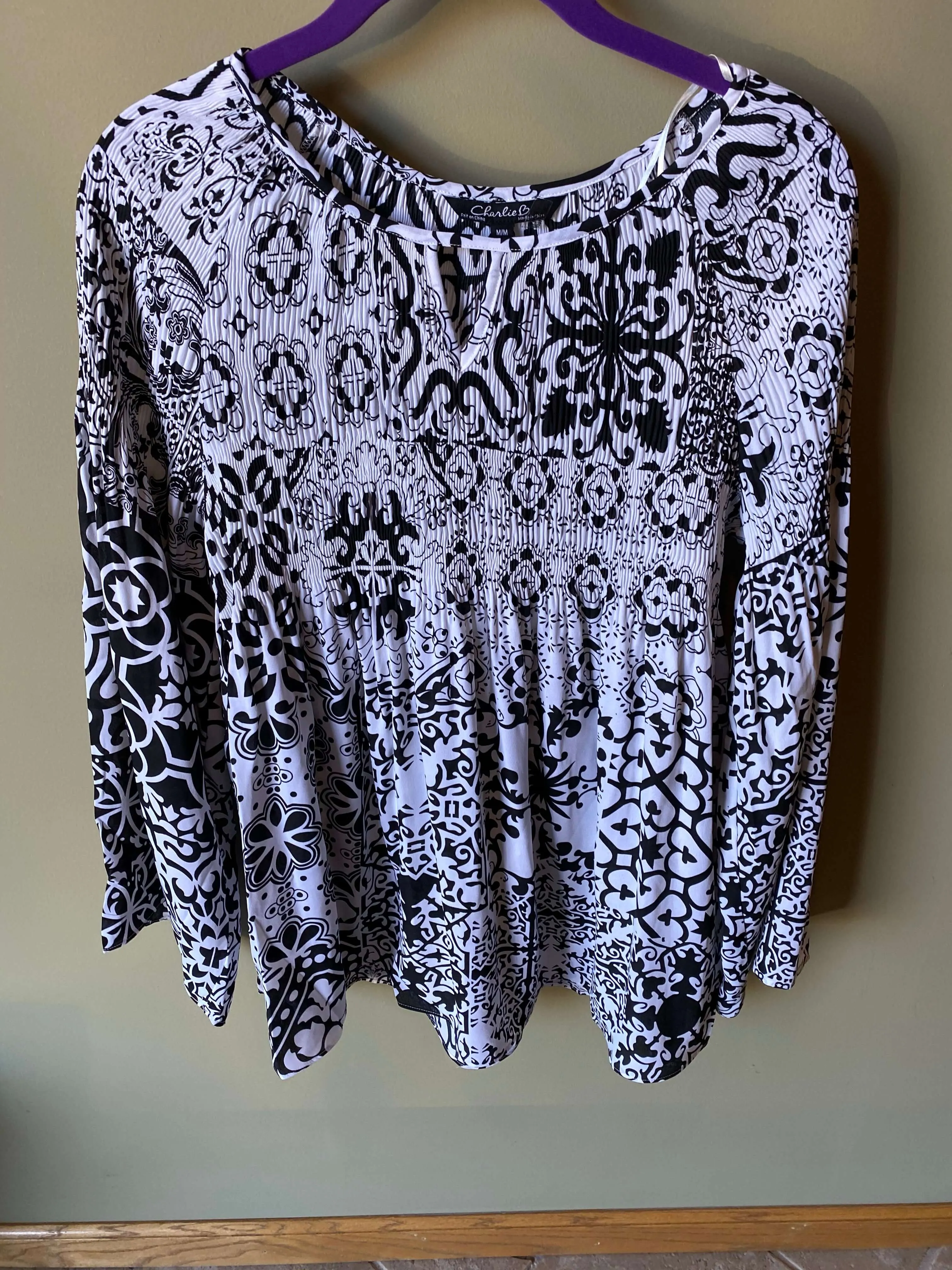 Printed Plisse Top