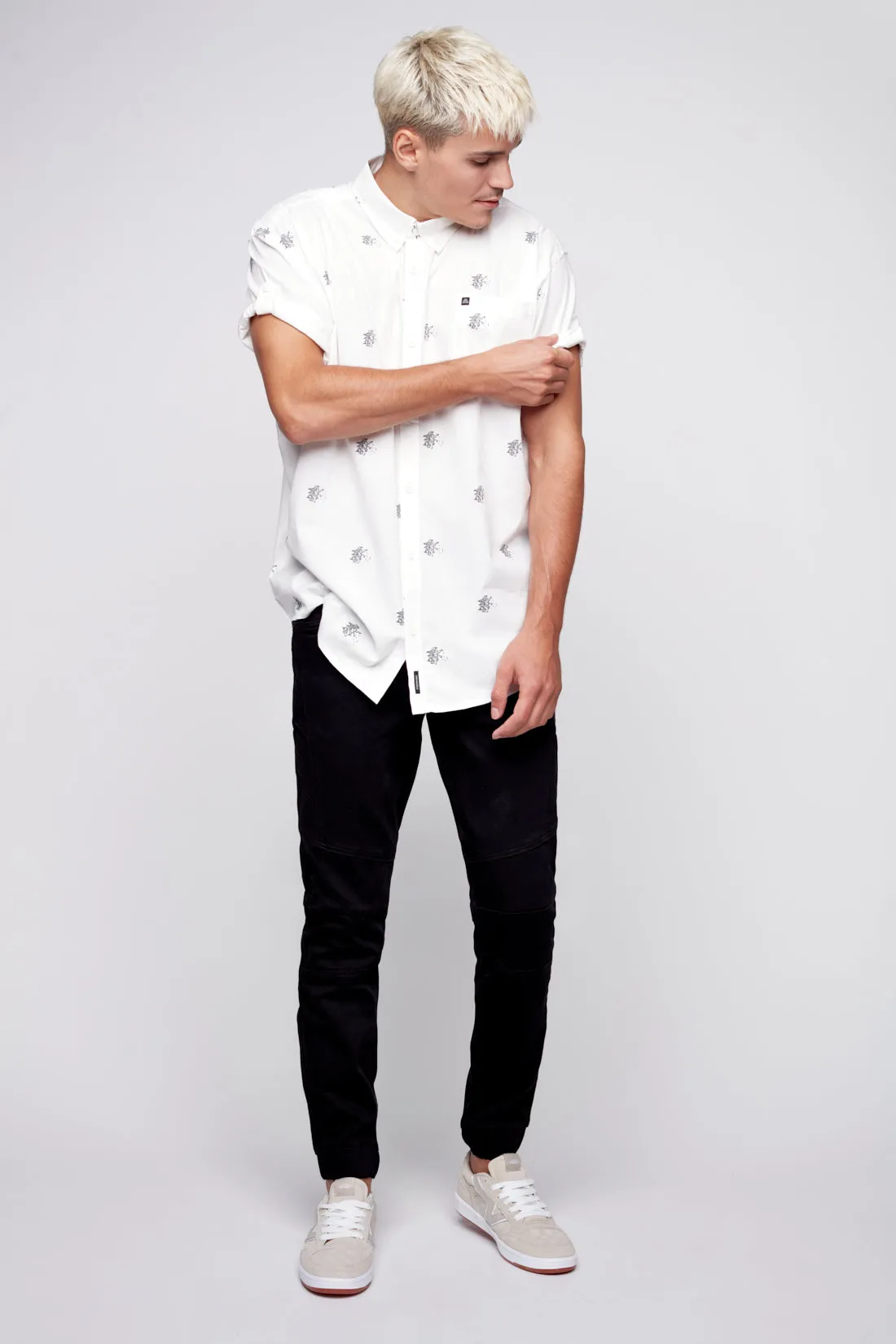 Printed Short Sleeve Shirt - White