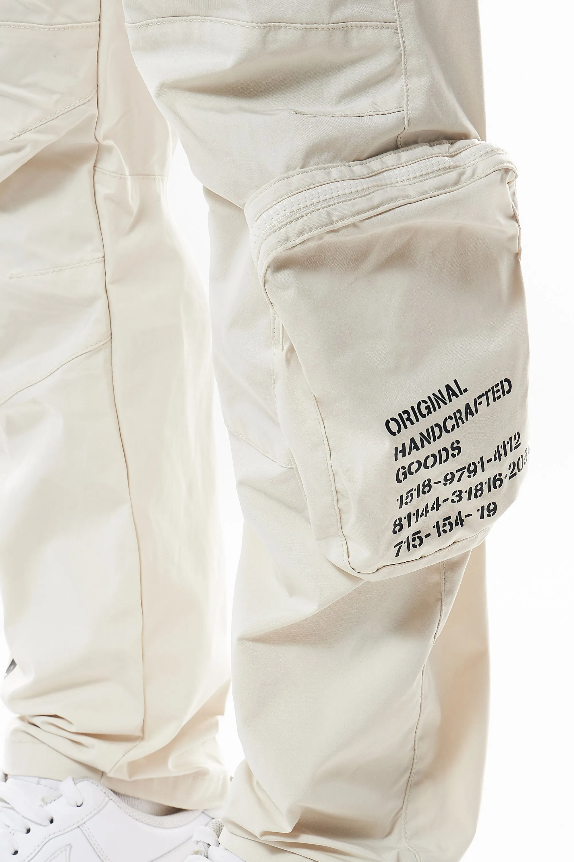 Printed Utility Windbreaker Joggers - Oatmeal