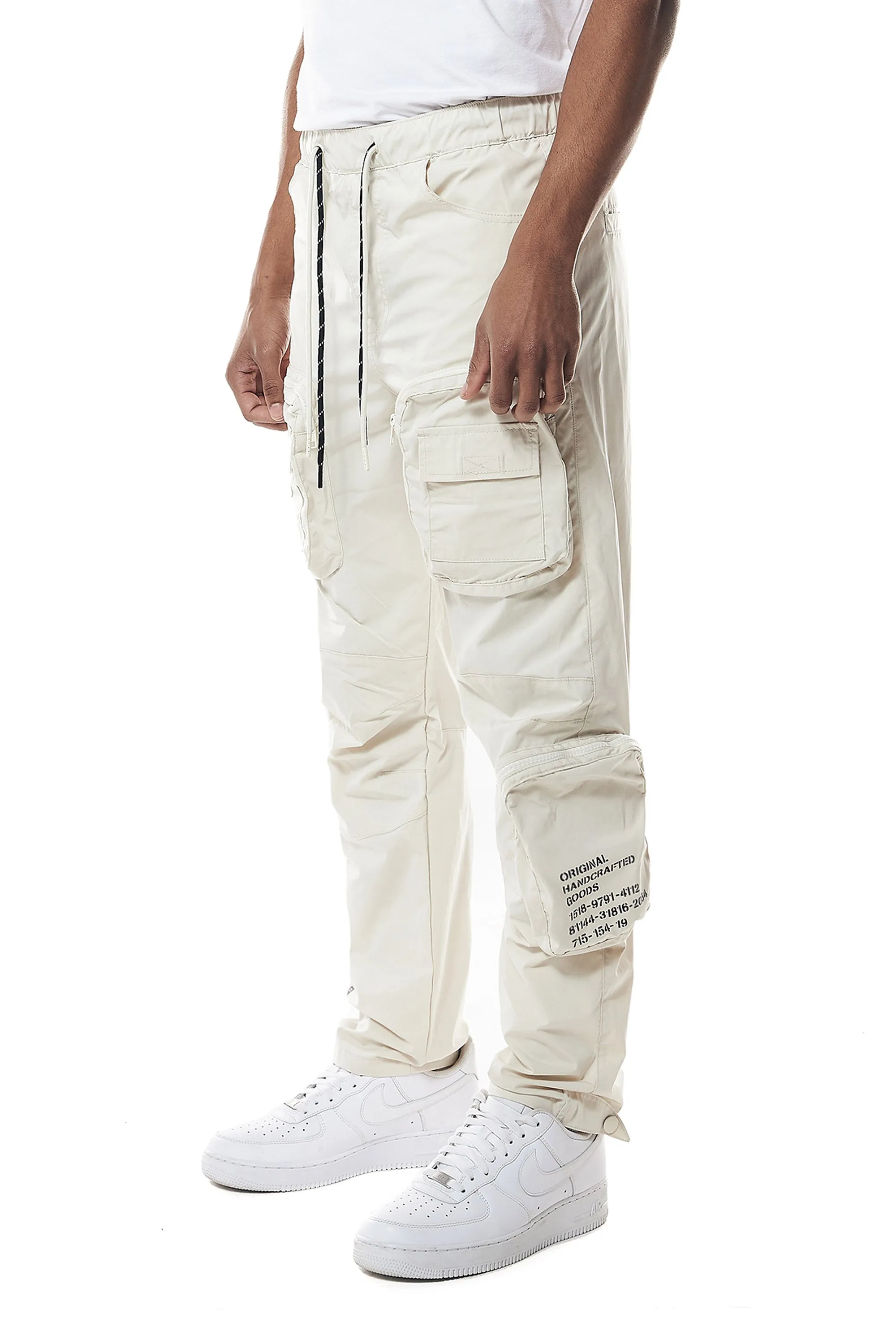 Printed Utility Windbreaker Joggers - Oatmeal