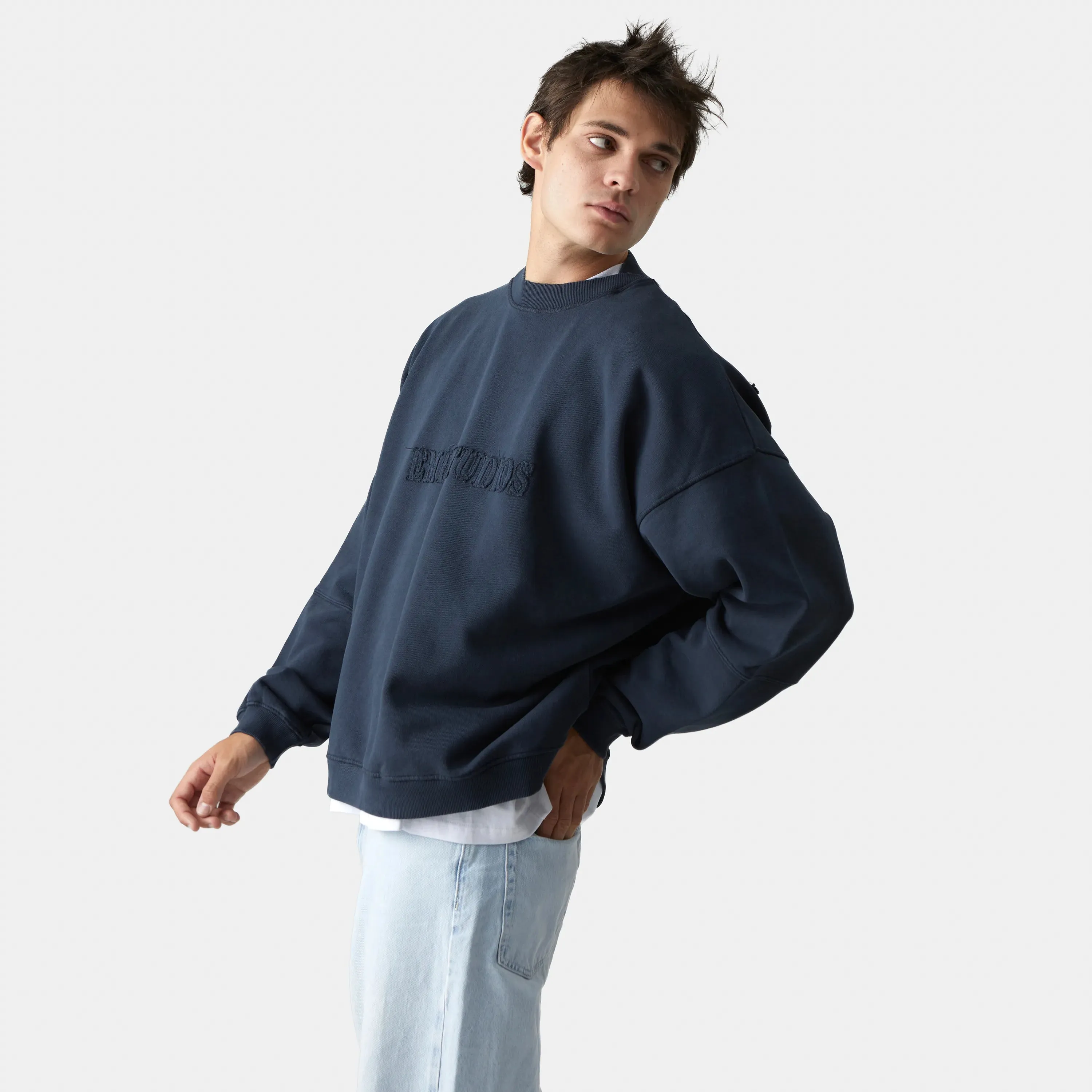 Puzzle Navy Oversized Crewneck