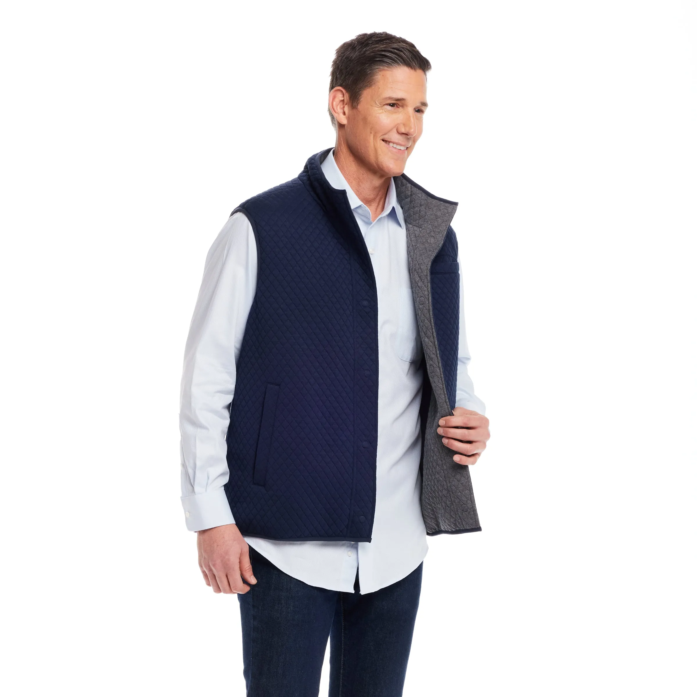 Reversible Diamond Quilted Magnetic Front Button Vest