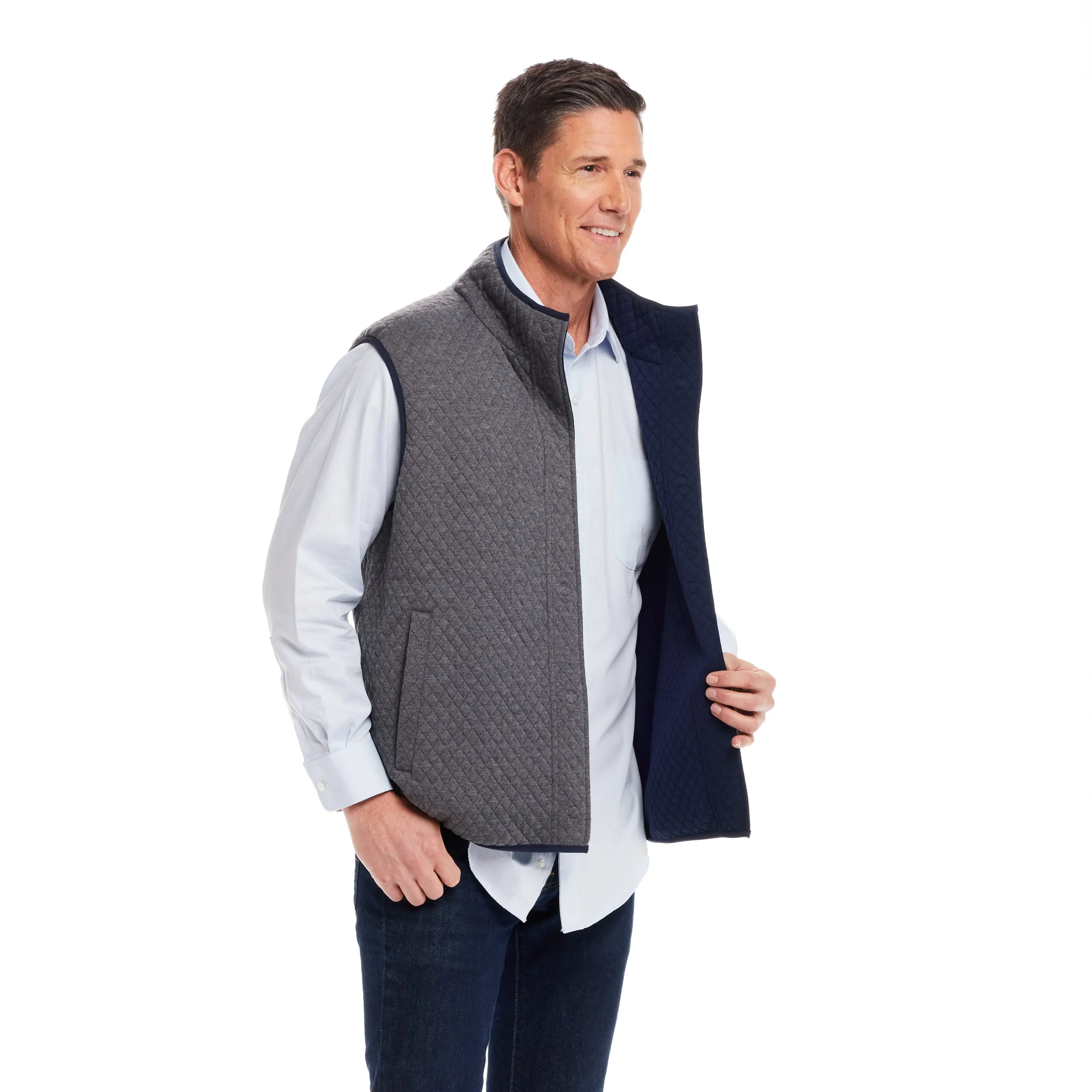 Reversible Diamond Quilted Magnetic Front Button Vest