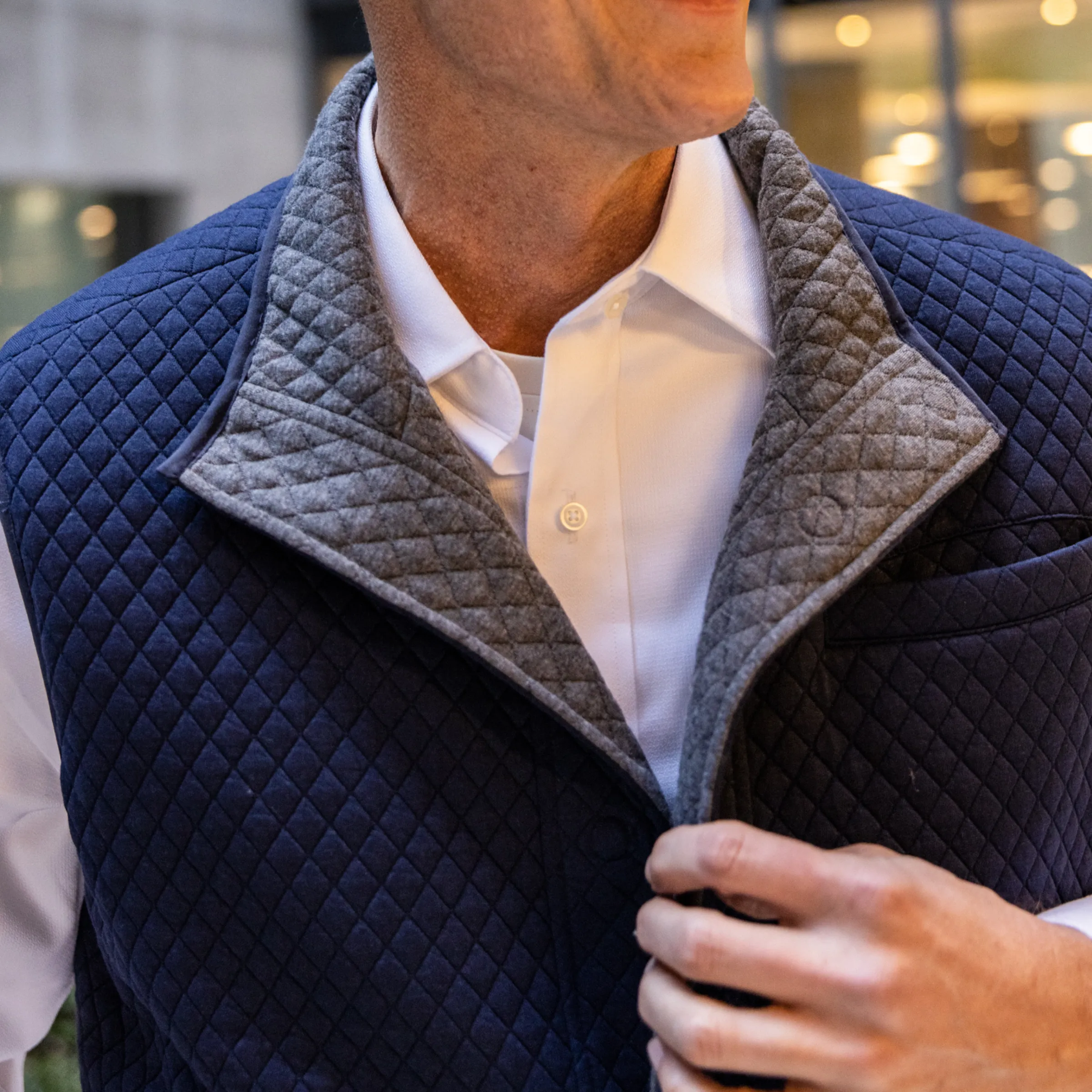 Reversible Diamond Quilted Magnetic Front Button Vest