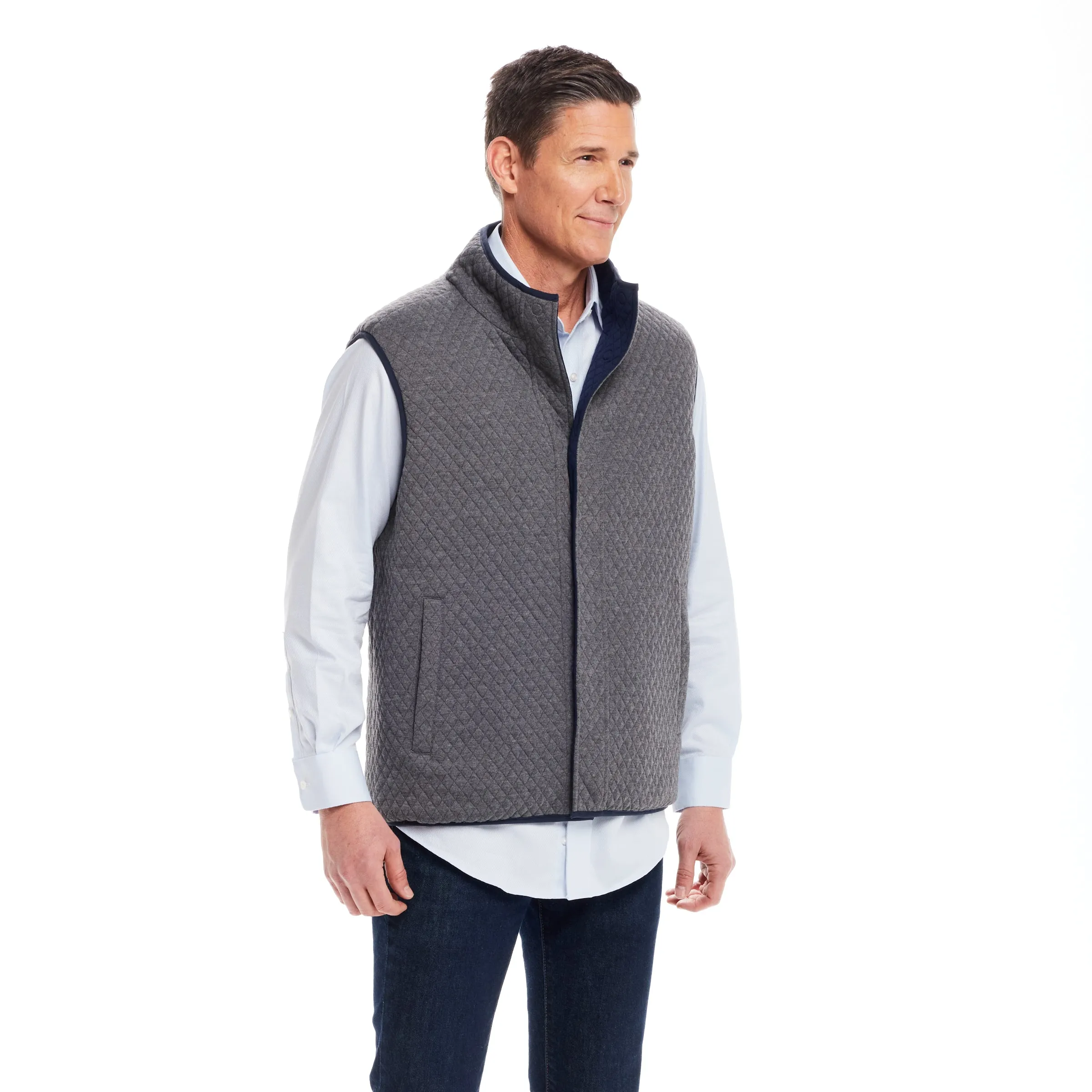 Reversible Diamond Quilted Magnetic Front Button Vest