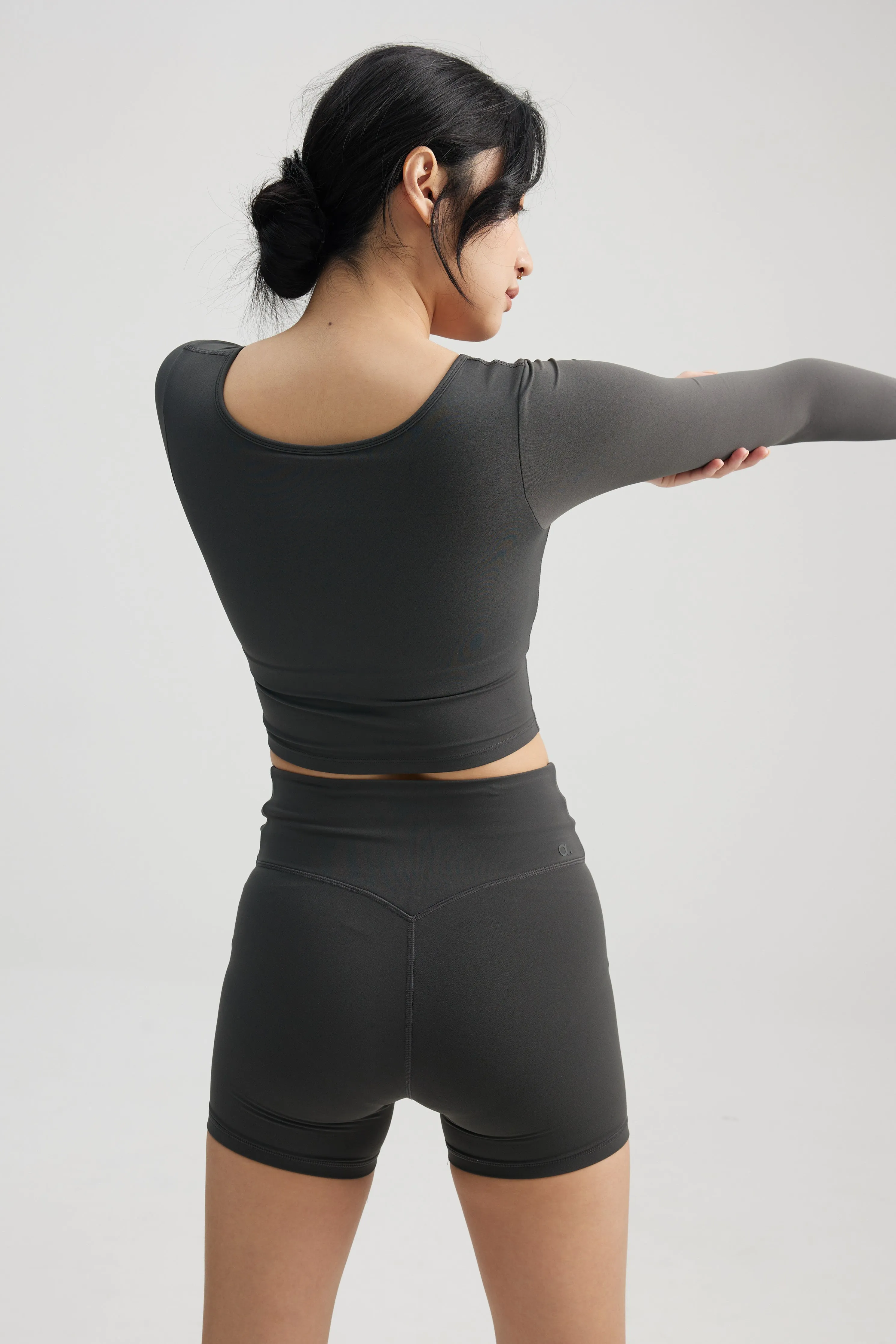 Reversible Long Sleeve Crop in Truffle