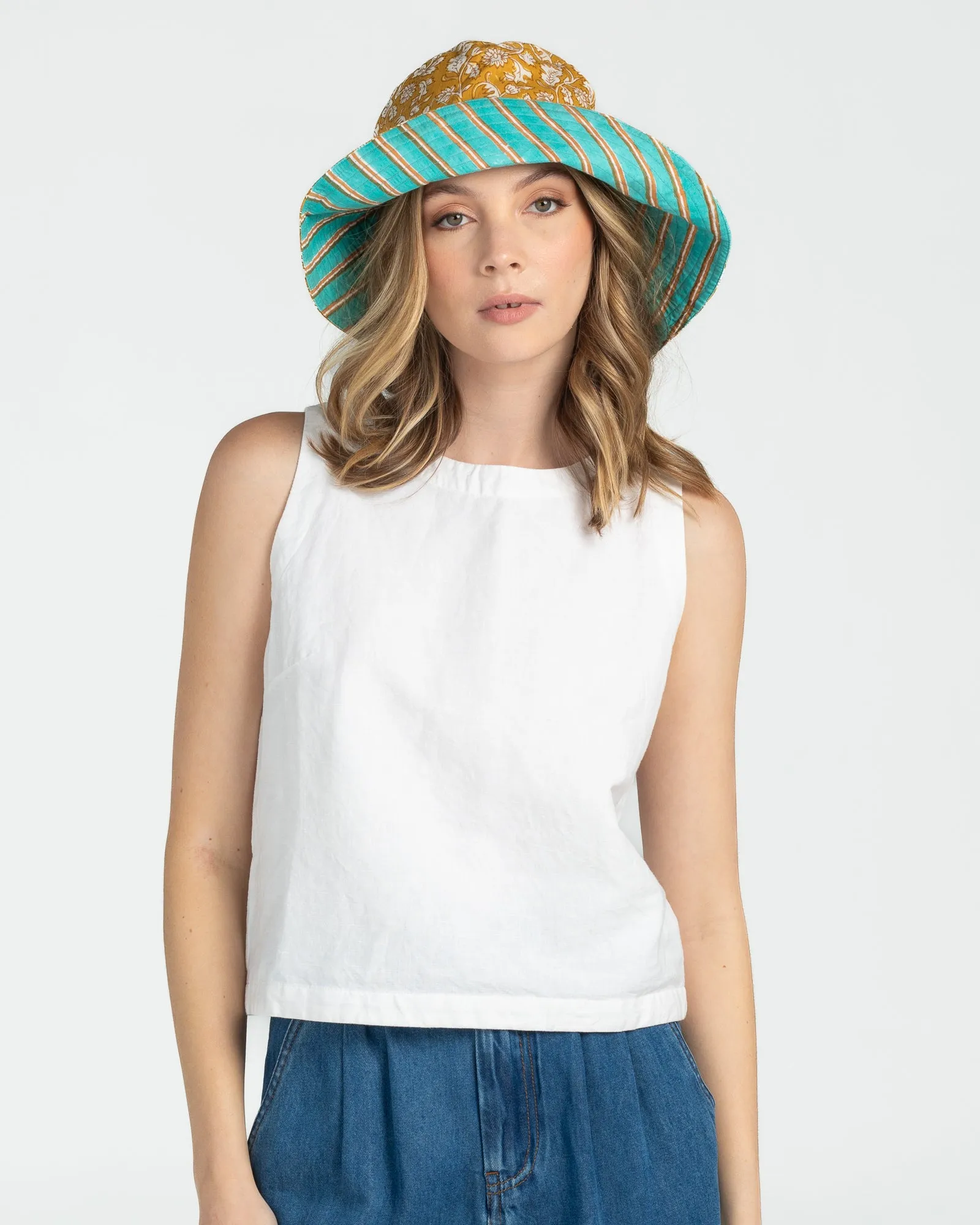 Reversible Wide Brim Bucket Hat - Tansy Zetta