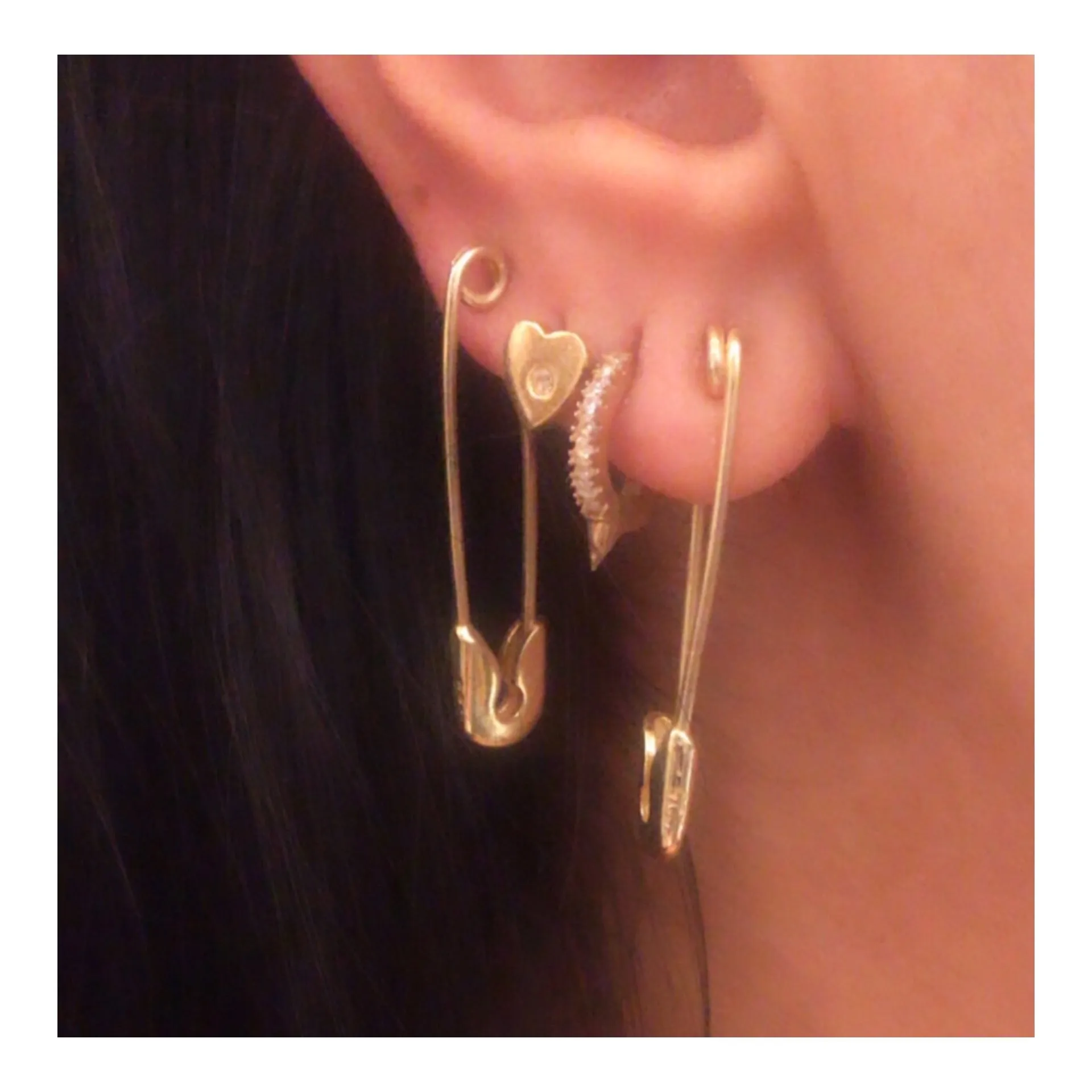 SALE Long Plain Safety Pin Earring