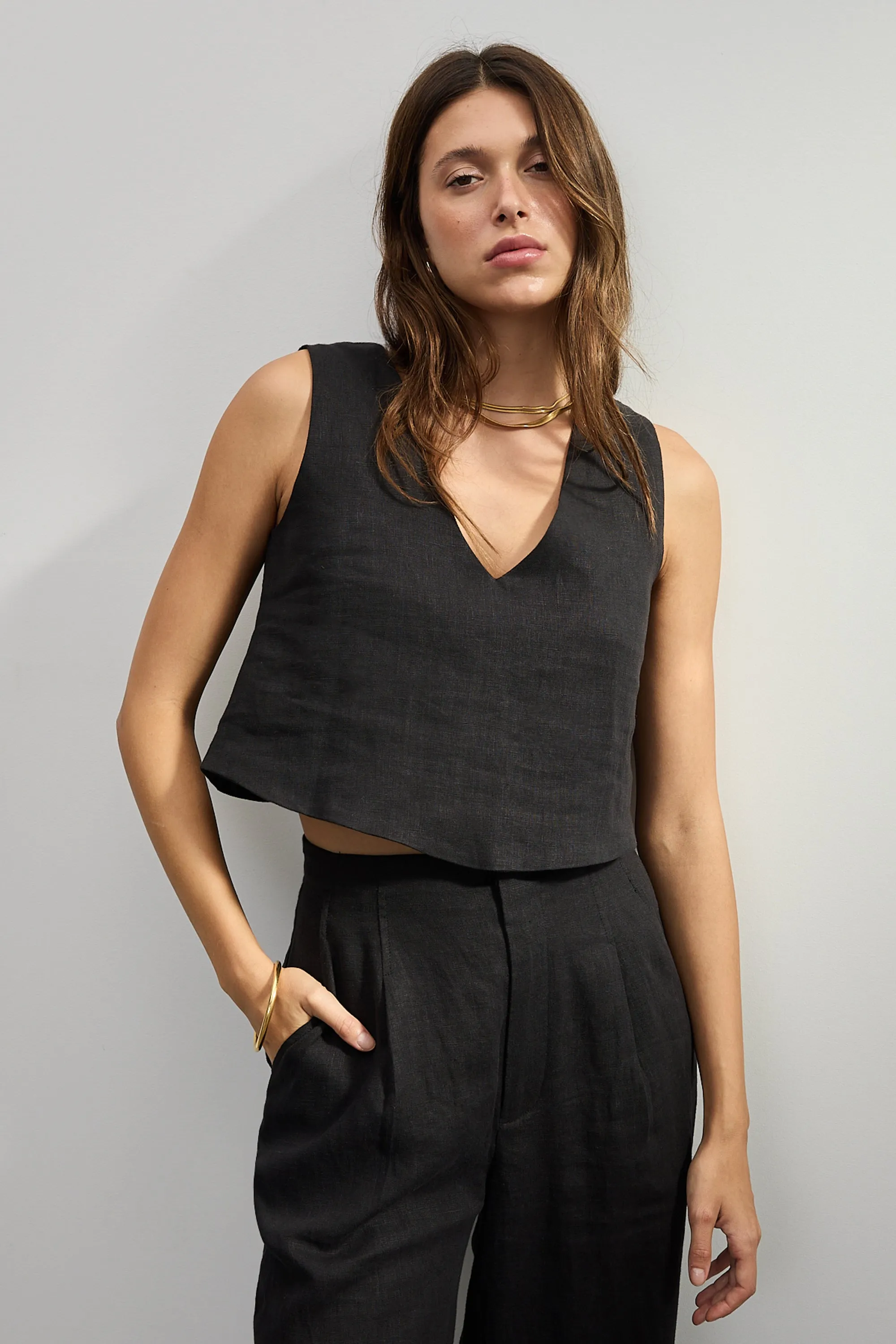 Savannah Reversible Linen Top Black