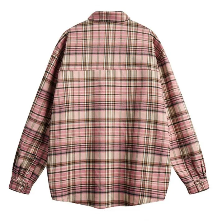 Sceptic Letter Embroidered Plaid Shirt