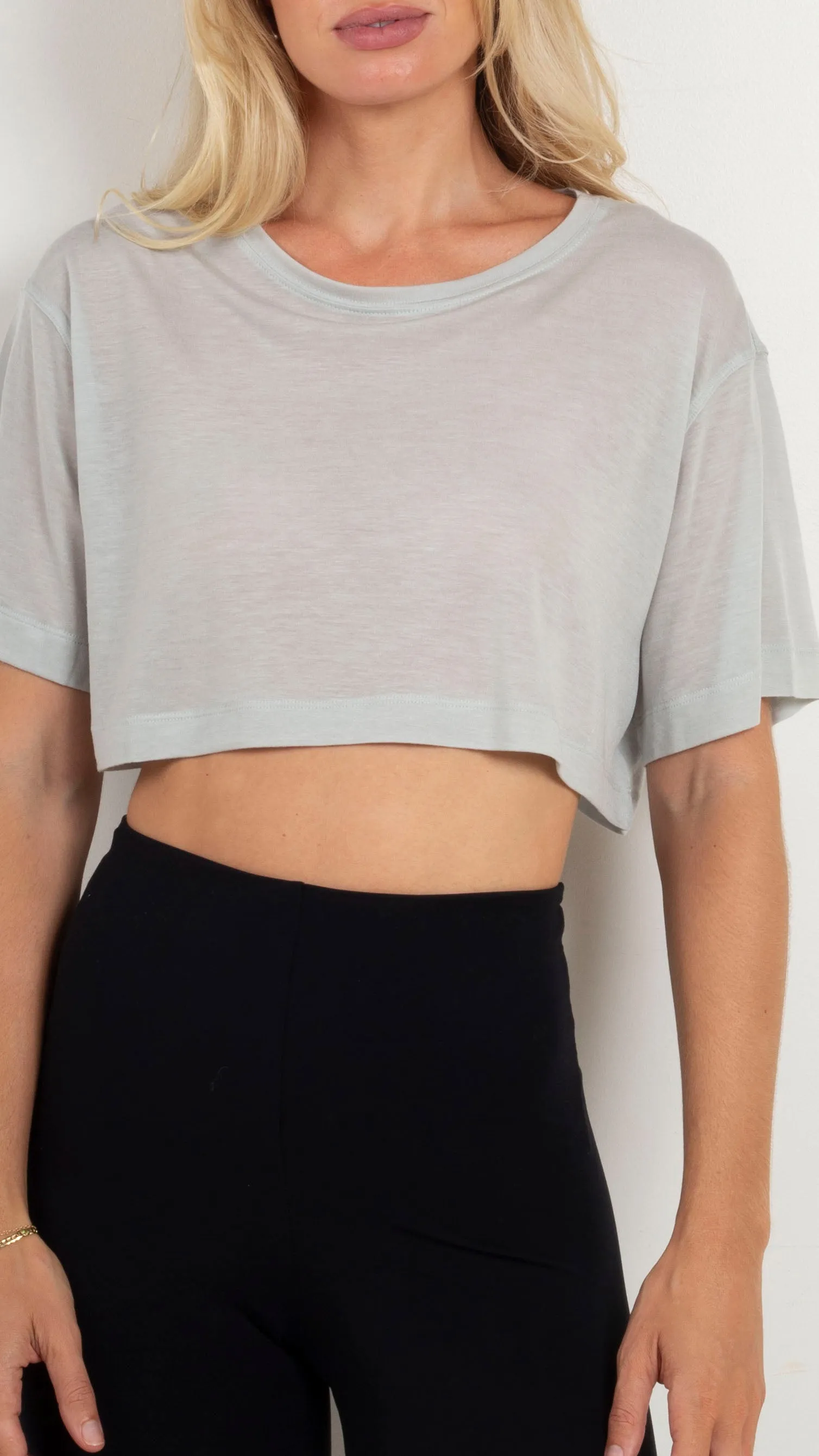 Semi Sheer Flow Crop Tee - Mist